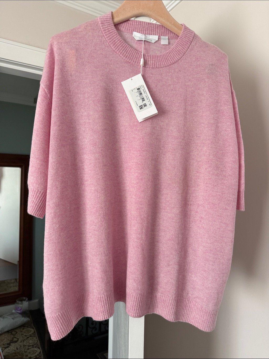 Hugo Boss Wiolanna Cashmere Womens Pink Short Sleeve Sweater Size:L